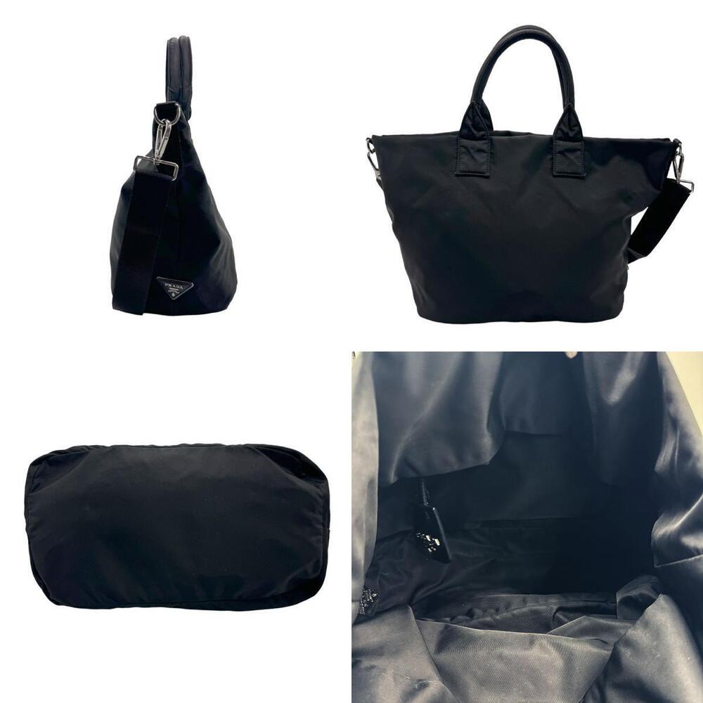Prada Tessuto nylon leather reversible tote Shoulder Bag Black - Picture 2 of 4